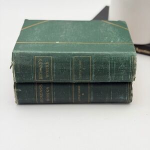 Antique Charles Dickens Little Dorrit 1877 Volumes I & II Hurd & Houghton Green